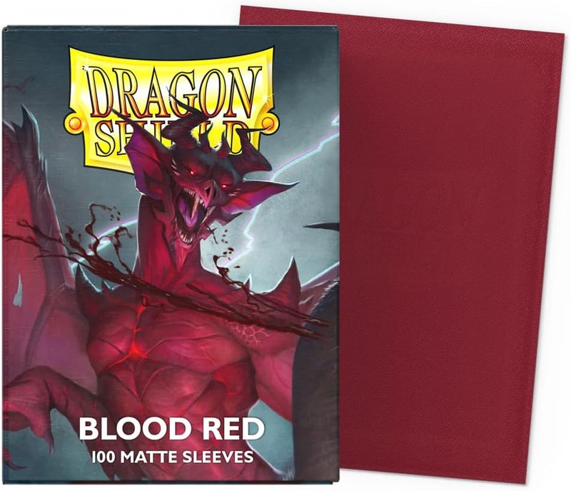 dragon shield أكمام بطاقات مات قياسية الحجم | 100 قطعة - أكمام TCG متميزة ناعمة وقوية | متوافقة مع بوكيمون، فليش آند بلود، ون بيس وماجيك ذا جاذرينغ | أحمر دموي - مات - Image 2